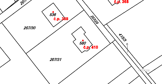 Horní Datyně 410, Vratimov na parcele st. 580 v KÚ Horní Datyně, Katastrální mapa