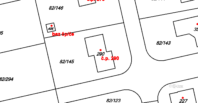 Zdiměřice 290, Jesenice na parcele st. 290 v KÚ Zdiměřice u Prahy, Katastrální mapa