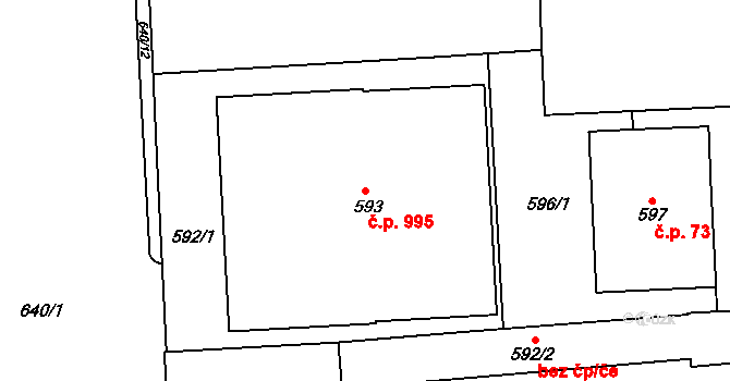 Štýřice 995, Brno na parcele st. 593 v KÚ Štýřice, Katastrální mapa