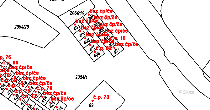 Verneřice 82 na parcele st. 408 v KÚ Verneřice, Katastrální mapa
