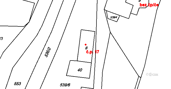 Trhavice 17, Norberčany na parcele st. 8 v KÚ Trhavice, Katastrální mapa