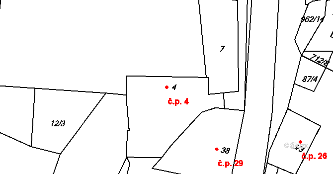 Dolní Záhoří 4, Záhoří na parcele st. 4 v KÚ Horní Záhoří u Písku, Katastrální mapa