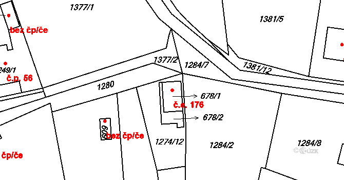 Božkov 242, Mnichovice na parcele st. 678/1 v KÚ Božkov u Mnichovic, Katastrální mapa