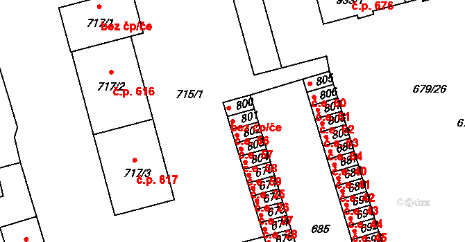 Žirovnice 56 na parcele st. 801 v KÚ Žirovnice, Katastrální mapa