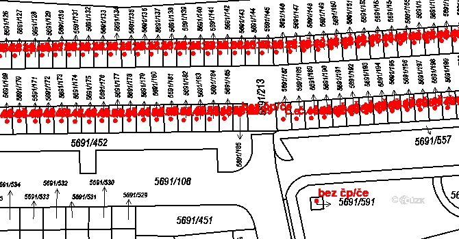 Jihlava 4859 na parcele st. 5691/185 v KÚ Jihlava, Katastrální mapa