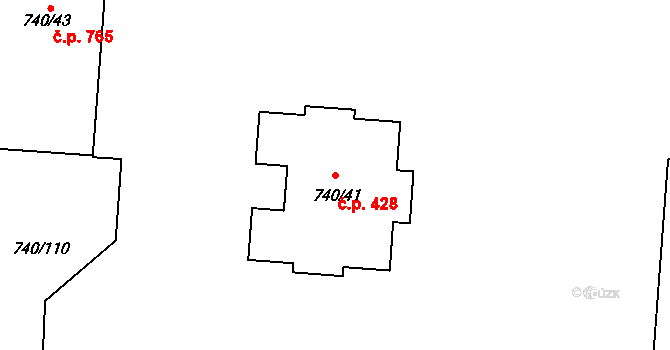 Výškovice 428, Ostrava na parcele st. 740/41 v KÚ Výškovice u Ostravy, Katastrální mapa