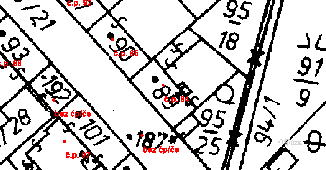 Heřmaň 84 na parcele st. 89 v KÚ Heřmaň, Katastrální mapa