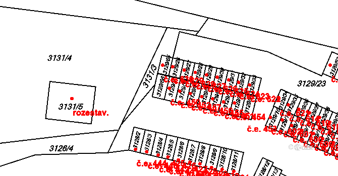 Bystřice nad Pernštejnem 450 na parcele st. 3129/2 v KÚ Bystřice nad Pernštejnem, Katastrální mapa
