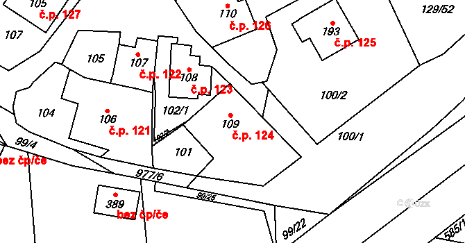 Český Herálec 124, Herálec na parcele st. 109 v KÚ Český Herálec, Katastrální mapa