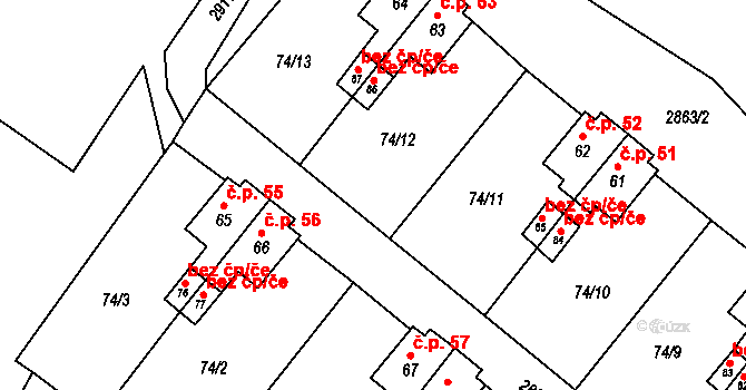 Bor 38275031 na parcele st. 86 v KÚ Kurojedy, Katastrální mapa