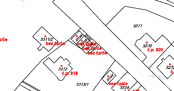 Sokolov 38556031 na parcele st. 3313/4 v KÚ Sokolov, Katastrální mapa