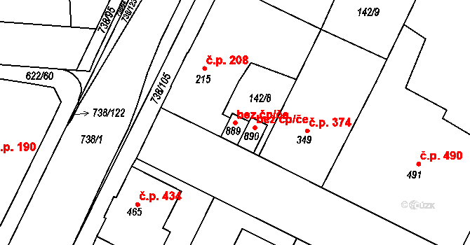 Chotěšov 40004031 na parcele st. 889 v KÚ Chotěšov, Katastrální mapa