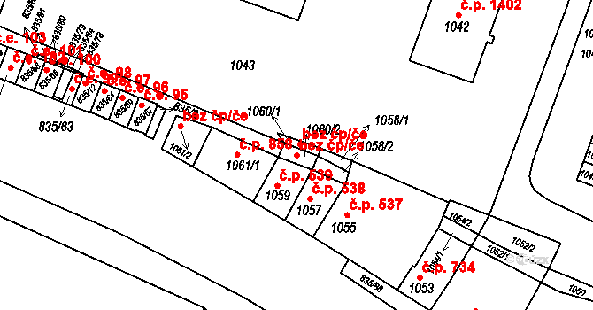 Kunovice 40635031 na parcele st. 1060/2 v KÚ Kunovice u Uherského Hradiště, Katastrální mapa