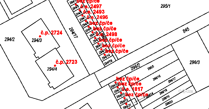 Znojmo 40994031 na parcele st. 294/14 v KÚ Znojmo-Louka, Katastrální mapa