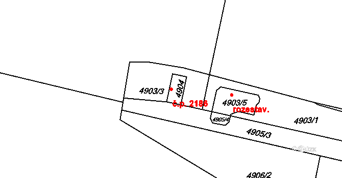 Předměstí 2186, Litoměřice na parcele st. 4904 v KÚ Litoměřice, Katastrální mapa