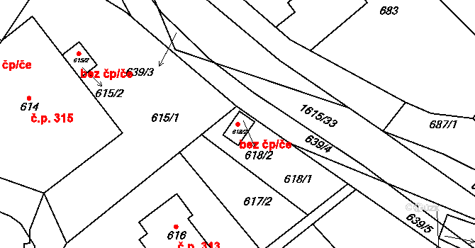 Komárov 42322031 na parcele st. 618/2 v KÚ Komárov u Hořovic, Katastrální mapa