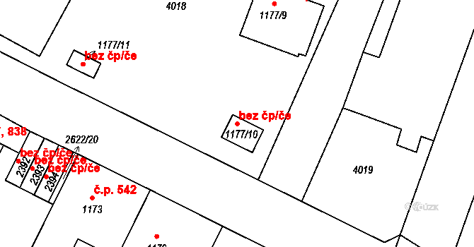 Rokycany 42452031 na parcele st. 1177/10 v KÚ Rokycany, Katastrální mapa