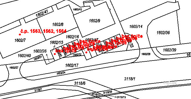 Praha 43152031 na parcele st. 1602/48 v KÚ Braník, Katastrální mapa