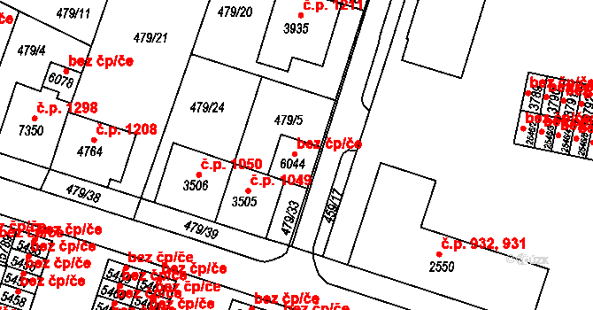 Třebíč 44133031 na parcele st. 6044 v KÚ Třebíč, Katastrální mapa