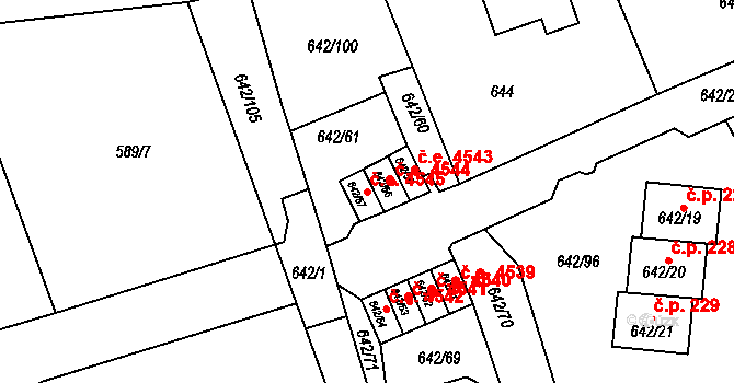 Svádov 4545, Ústí nad Labem na parcele st. 642/57 v KÚ Svádov, Katastrální mapa