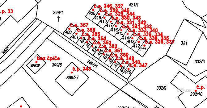 Povrly 44726031 na parcele st. 406 v KÚ Povrly, Katastrální mapa
