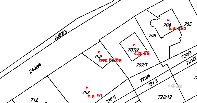 Studénka 44874031 na parcele st. 709 v KÚ Butovice, Katastrální mapa