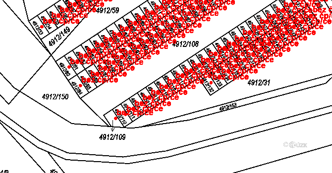 Chomutov 45030031 na parcele st. 4912/115 v KÚ Chomutov I, Katastrální mapa