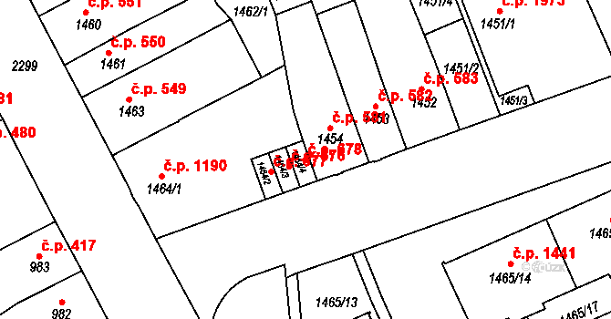 Trnovany 678, Teplice na parcele st. 1464/4 v KÚ Teplice-Trnovany, Katastrální mapa