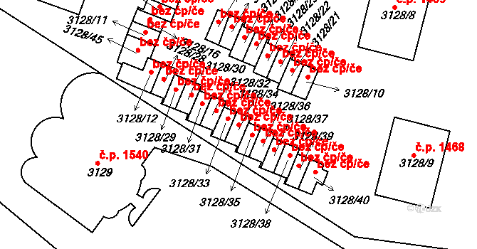 Praha 46786031 na parcele st. 3128/34 v KÚ Dejvice, Katastrální mapa