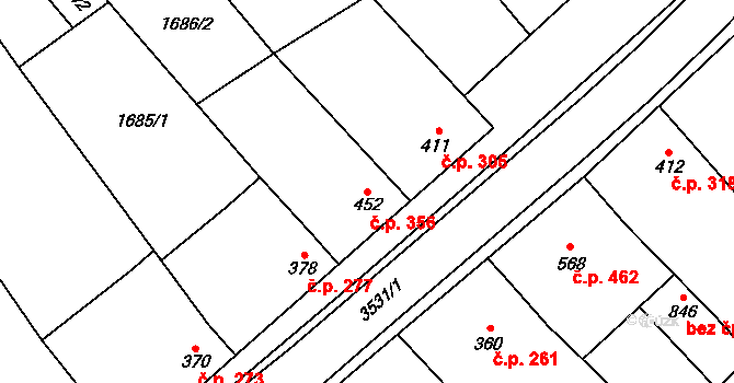 Březolupy 356 na parcele st. 452 v KÚ Březolupy, Katastrální mapa