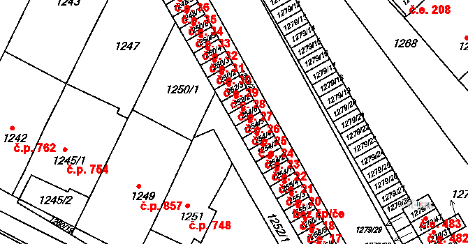 Bučovice 26 na parcele st. 1254/6 v KÚ Bučovice, Katastrální mapa