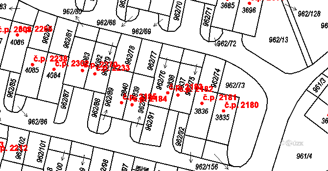 Budějovické Předměstí 2183, Písek na parcele st. 3838 v KÚ Písek, Katastrální mapa