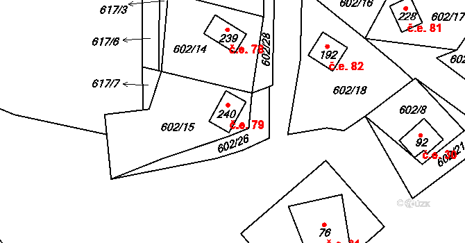 Hnačov 79 na parcele st. 240 v KÚ Hnačov, Katastrální mapa