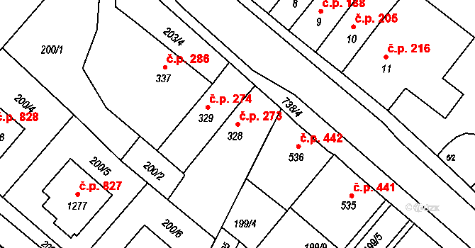 Letohrad 273 na parcele st. 328 v KÚ Letohrad, Katastrální mapa