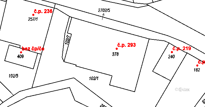 Mrákotín 293 na parcele st. 378 v KÚ Mrákotín u Telče, Katastrální mapa