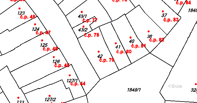 Slaný 79 na parcele st. 42 v KÚ Slaný, Katastrální mapa