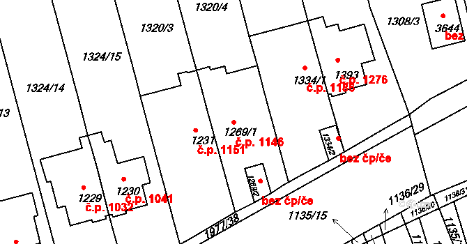 Slaný 1146 na parcele st. 1269/1 v KÚ Slaný, Katastrální mapa