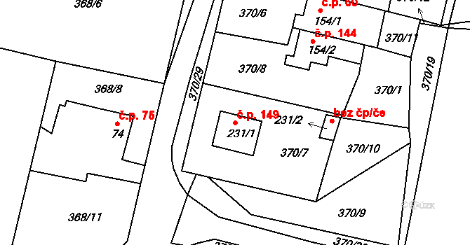 Mlékojedy 149, Neratovice na parcele st. 231/1 v KÚ Mlékojedy u Neratovic, Katastrální mapa