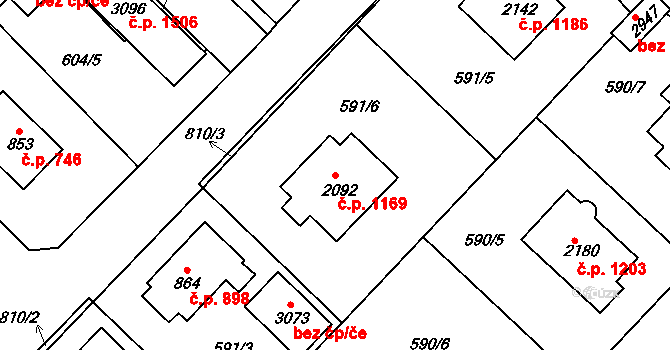 Neratovice 1169 na parcele st. 2092 v KÚ Neratovice, Katastrální mapa