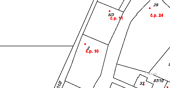 Hartvíkov 10, Dolní Hořice na parcele st. 2 v KÚ Hartvíkov, Katastrální mapa