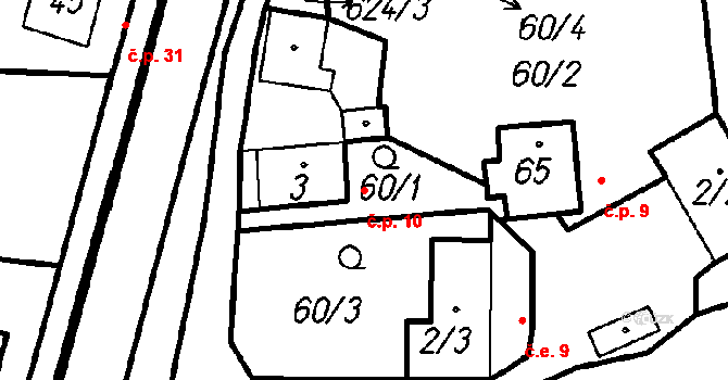 Malá Víska 10, Vrhaveč na parcele st. 3 v KÚ Malá Víska u Klatov, Katastrální mapa