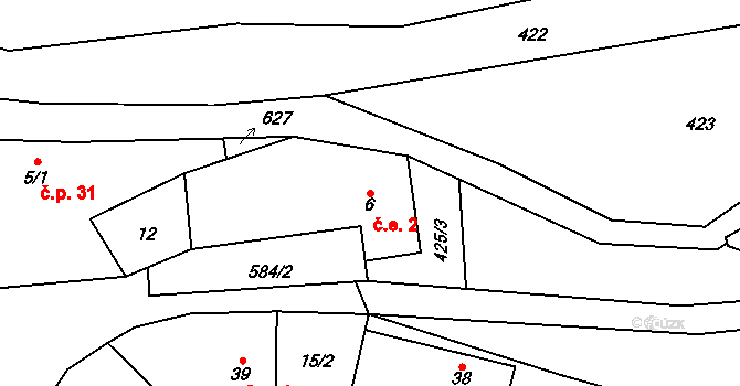 Přehořov 2, Žihle na parcele st. 6 v KÚ Přehořov u Žihle, Katastrální mapa