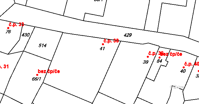 Velichovky 38 na parcele st. 41 v KÚ Velichovky, Katastrální mapa