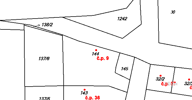 Selmice 9 na parcele st. 144 v KÚ Selmice, Katastrální mapa