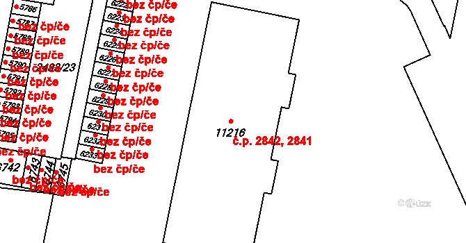 Zelené Předměstí 2841, Pardubice na parcele st. 11216 v KÚ Pardubice, Katastrální mapa