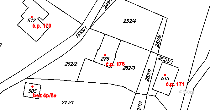 Rejhotice 176, Loučná nad Desnou na parcele st. 276 v KÚ Rejhotice, Katastrální mapa