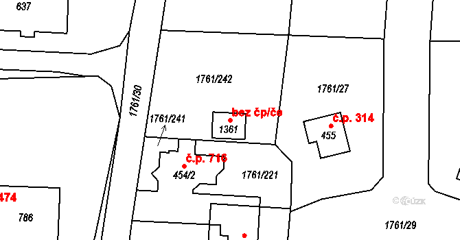 Horní Bříza 82881031 na parcele st. 1361 v KÚ Horní Bříza, Katastrální mapa