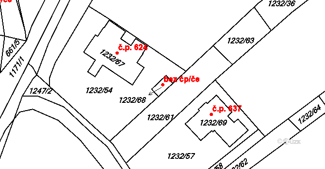 Litoměřice 88123031 na parcele st. 1232/68 v KÚ Pokratice, Katastrální mapa