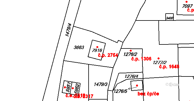 Cheb 2754 na parcele st. 7916 v KÚ Cheb, Katastrální mapa