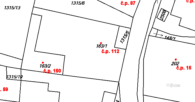 Uhelná Příbram 112 na parcele st. 163/1 v KÚ Uhelná Příbram, Katastrální mapa